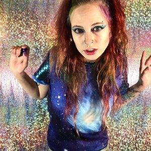 Unisex Galaxy Mermaid Blue, Purple, and Green Rave T-Shirt